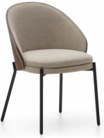 ALEXAR ash veneer chair wengé finish in light brown fabric and black metal frame