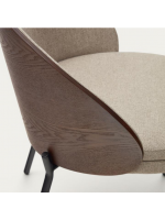 ALEXAR chaise en placage de frêne finition wengé en tissu marron clair et structure en métal noir