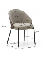 ALEXAR ash veneer chair wengé finish in light brown fabric and black metal frame