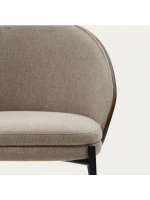 ALEXAR chaise en placage de frêne finition wengé en tissu marron clair et structure en métal noir
