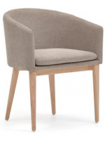 LARA chair with chenille armrests color choice legs in solid ash wood armchair