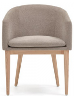 LARA chair with chenille armrests color choice legs in solid ash wood armchair