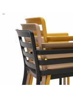ARIEL chair with armrests in polypropylene for garden terraces restaurants stackable