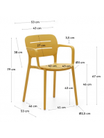 ELLA color choice chair with armrests in polypropylene for garden terraces restaurants stackable