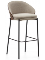 ALEXAR tabouret h assise 77 cm plaqué frêne finition wengé en tissu marron clair et structure en métal noir