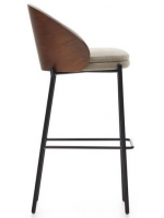 ALEXAR stool h seat 77 cm veneered ash wengé finish in light brown fabric and black metal structure