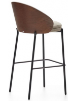 ALEXAR tabouret h assise 77 cm plaqué frêne finition wengé en tissu marron clair et structure en métal noir