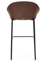 ALEXAR tabouret h assise 77 cm plaqué frêne finition wengé en tissu marron clair et structure en métal noir