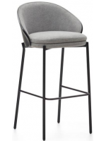 DEAM assise tabouret h 77 cm en placage de frêne finition foncée en tissu gris et structure en métal noir