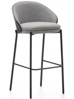 DEAM stool seat h 77 cm in dark finish ash veneer in gray fabric and black metal frame