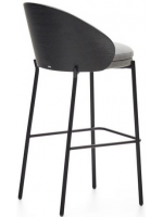 DEAM assise tabouret h 77 cm en placage de frêne finition foncée en tissu gris et structure en métal noir