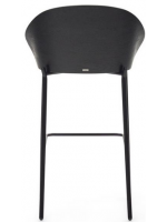 DEAM Sitzhocker H 77 cm aus dunklem Eschenfurnier in grauem Stoff und schwarzem Metallrahmen