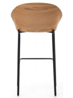 PANTEON stool seat h 77 cm veneered ash natural finish in light gray fabric and black metal structure