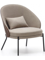 ALEXAR ash veneer armchair wengé finish in light brown fabric and black metal frame