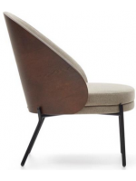 ALEXAR ash veneer armchair wengé finish in light brown fabric and black metal frame