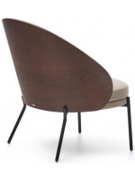 ALEXAR ash veneer armchair wengé finish in light brown fabric and black metal frame