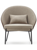 ALEXAR ash veneer armchair wengé finish in light brown fabric and black metal frame