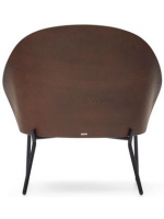 ALEXAR ash veneer armchair wengé finish in light brown fabric and black metal frame