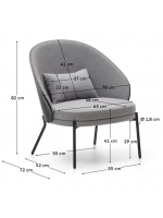 DEAM Sessel aus dunklem Eschenfurnier mit grauem Stoff und schwarzem Metallrahmen