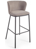 CECILY asiento h 75 cm en tejido de chenilla y estructura de metal negro taburete de diseño