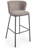 CECILY seat h 75 cm in chenille fabric and black metal structure design stool