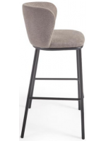 CECILY seat h 75 cm in chenille fabric and black metal structure design stool