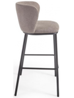 CECILY seduta h 75 cm scelta colore in tessuto ciniglia e struttura in metallo nero sgabello di design