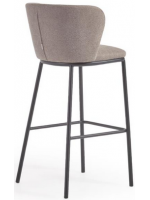 CECILY seat h 75 cm in chenille fabric and black metal structure design stool