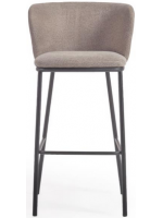 CECILY seat h 75 cm in chenille fabric and black metal structure design stool