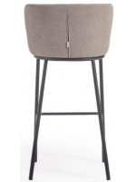 CECILY seat h 75 cm in chenille fabric and black metal structure design stool