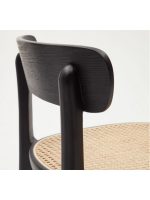 BENFIT stool 76 cm high in black beech wood and rattan