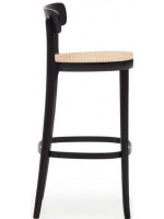 BENFIT Hocker 76 cm hoher aus schwarzem Buchenholz und Rattan