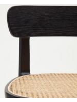 BENFIT stool 76 cm high in black beech wood and rattan