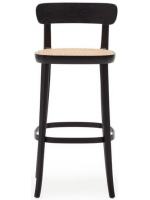 BENFIT stool 76 cm high in black beech wood and rattan