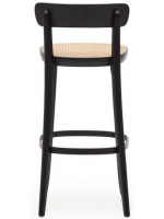 BENFIT stool 76 cm high in black beech wood and rattan