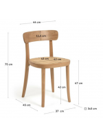 MARNIA chaise en bois de hêtre naturel et rotin