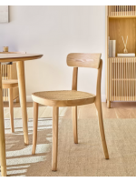 MARNIA chair in natural beech wood and rattan