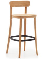 MARNIA Tabouret de 76 cm de haut en bois de hêtre naturel et rotin