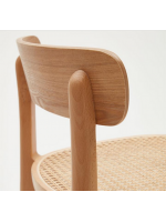 MARNIA Tabouret de 76 cm de haut en bois de hêtre naturel et rotin