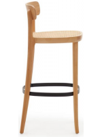 MARNIA Tabouret de 76 cm de haut en bois de hêtre naturel et rotin