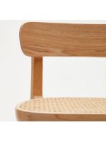 MARNIA taburete asiento 76 cm alto en madera de haya natural y ratán