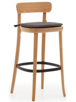 MARNIA Tabouret de 76 cm de haut en bois de hêtre naturel et rotin