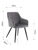 CRESPY en velours rose ou gris et structure métal noir fauteuil design living home studio contract