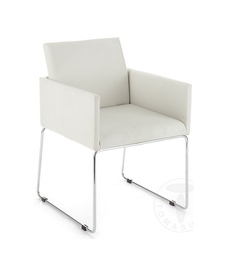 ALIS Farbwahl in Öko-Leder und verchromter Stahlkonstruktion Stuhl Sessel Design Contract oder Home