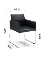 ALIS color choice in eco-leather and chromed steel structure chair armchair design contract or home