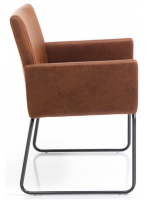 EMMA in brown aged effect eco-leather and black steel structure chair armchair design contract or home