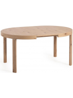 ACELER tavolo Ø 120 cm allungabile 170 cm struttura in legno massello di rovere e piano impiallacciato rovere