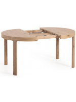 ACELER tavolo Ø 120 cm allungabile 170 cm struttura in legno massello di rovere e piano impiallacciato rovere