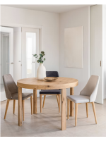 ACELER table Ø 120 cm extendable 170 cm structure in solid oak and oak veneered top