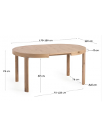 ACELER table Ø 120 cm extendable 170 cm structure in solid oak and oak veneered top